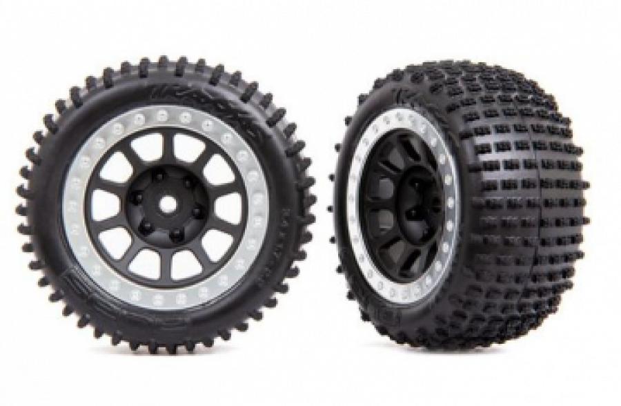 Traxxas Tires & Wheels Alias Medium / Grey Satin w. Chrome Ring  2.2" Rear (2) TRX2470G