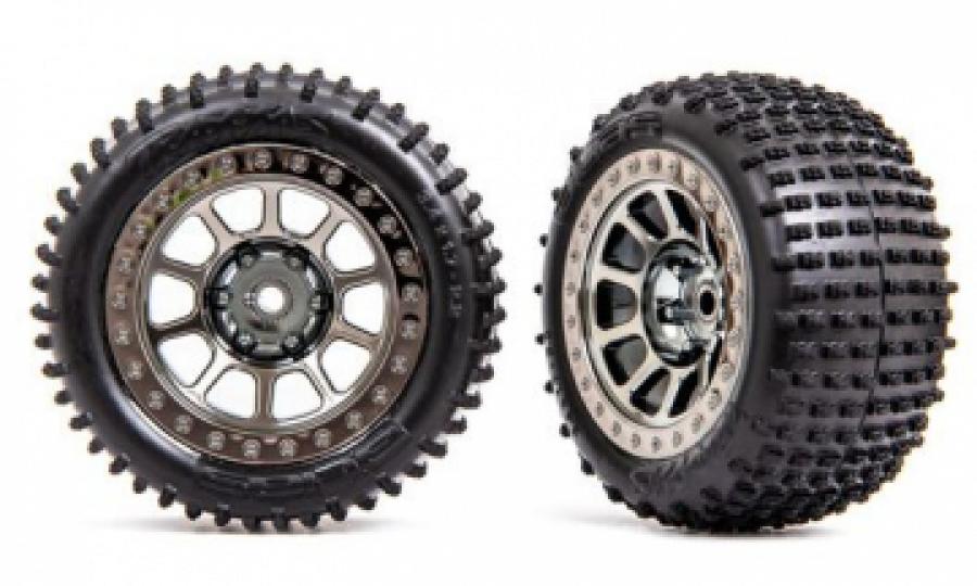 Traxxas Tires & Wheels Alias Medium / Black Chrome 2.2" Rear (2) TRX2470T
