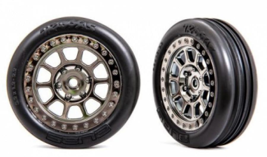 Traxxas Tires & Wheels Alias Ribbed Medium / Black Chrome 2.2" 2WD Front (2) TRX2471T