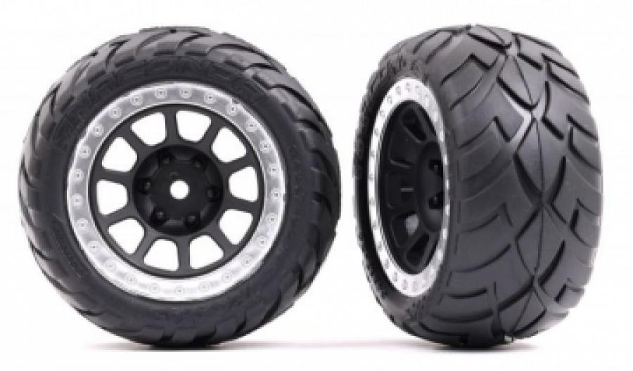 Traxxas Tires & Wheels Alias Medium / Grey Satin w. Chrome Ring  2.2" Rear (2) TRX2478G