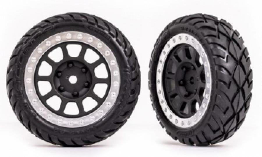Traxxas Tires & Wheels Anaconda / Grey Satin w. Chrome Ring 2.2" 2WD Front (2) TRX2479G