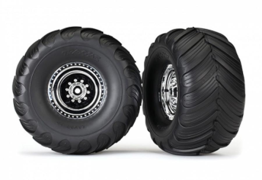 Traxxas Tires & Wheels Terra Groove/Chrome 2.0/3.0" Truck (2) TRX3663X