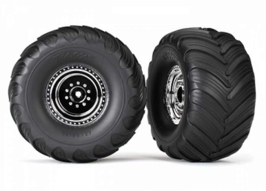 Traxxas Tires & Wheels Terra Groove/Satin Chrome 2.2/3.0 Truck (2) TRX3665X