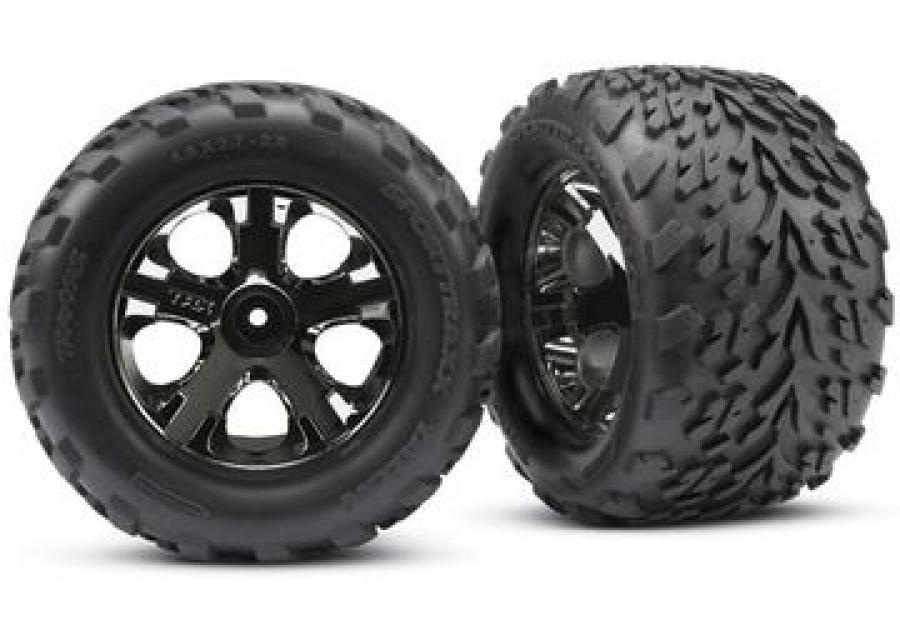 Traxxas Tires & Wheels Talon/All-Star Black Chrome 2.8" TSM (2) TRX3669A