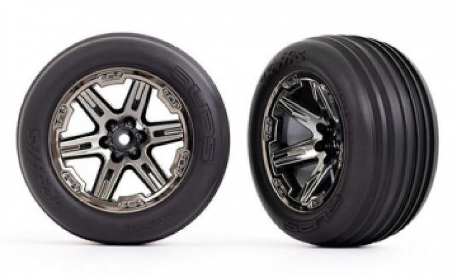 Traxxas Tires & Wheels Ribbed / RXT Black Chrome 2,8" Front (2) TRX3771R