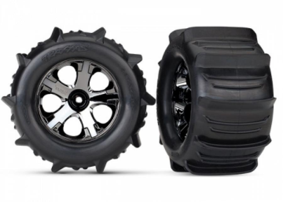 Traxxas Tires & Wheels Paddel/All-Star Black Chrome 2.8" TSM Front TRX4175