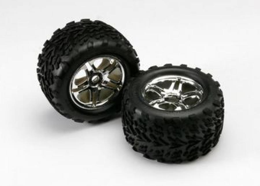 Traxxas Tires & Wheels Talon/SS Chrome (17mm) 3.8" (2) TRX5174R