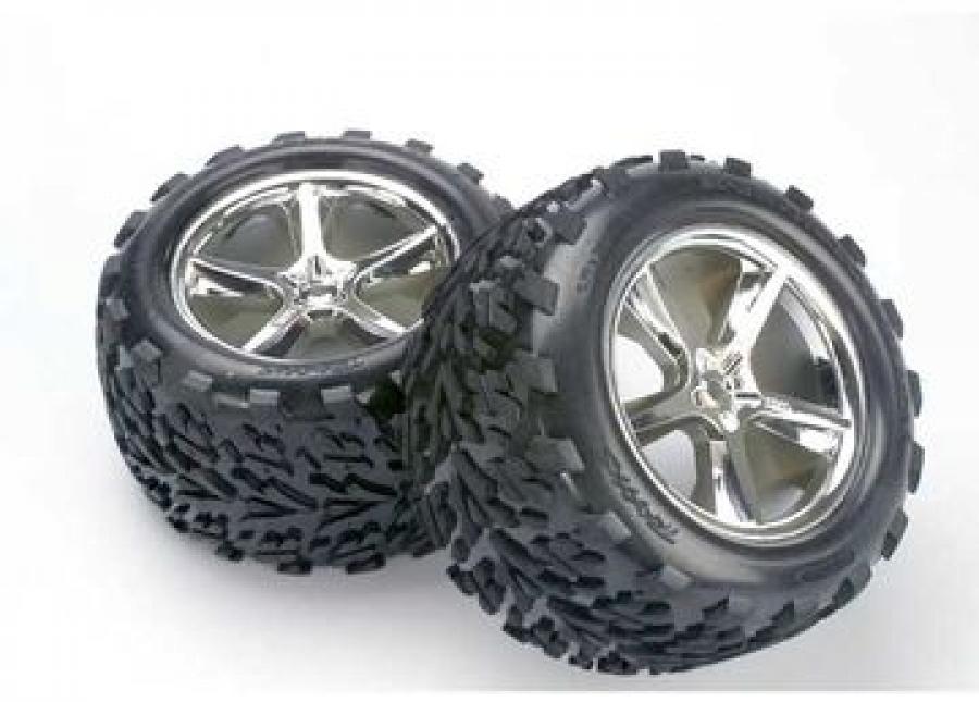 Traxxas Tires & Wheels Talon/Gemini Chrome (14mm) 3.8" (2) TRX5374
