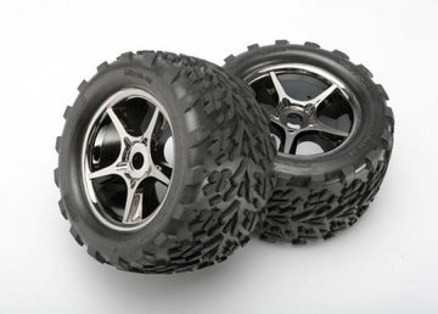 Traxxas Tires & Wheels Talon/Gemini Black Chrome (17mm) 3,8" TSM (2) TRX5374X