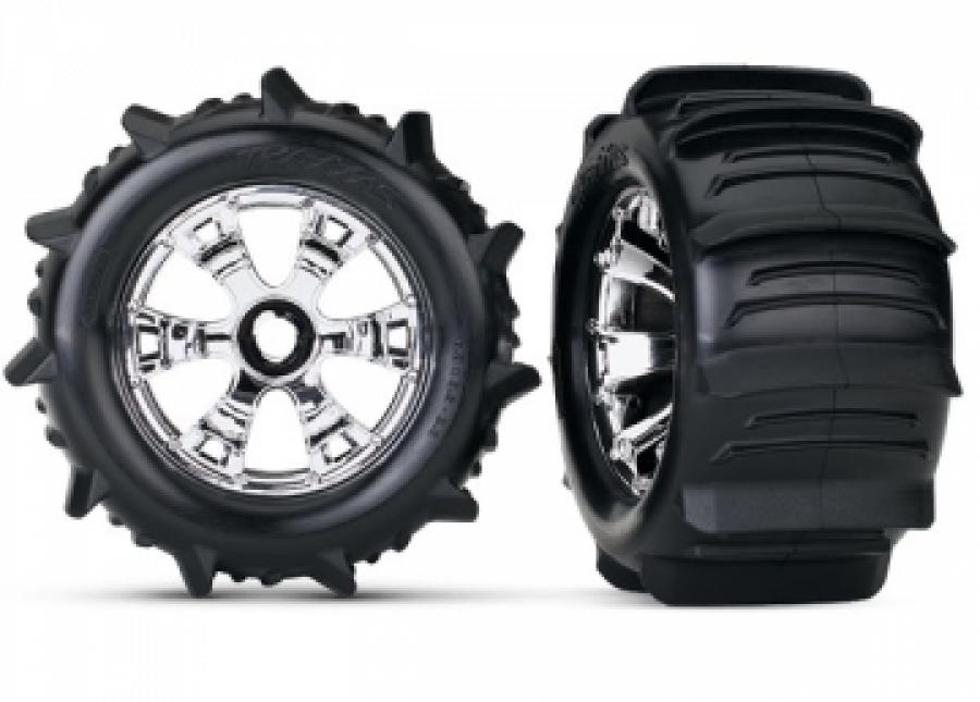 Traxxas Tires & Wheels Paddle/Geode (17mm) 3.8" TSM (2) TRX5672