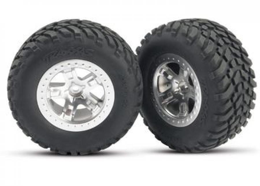 Traxxas Tires & Wheels SCT/SCT Satin Chrome 4WD/2WD Rear (2) TRX5873