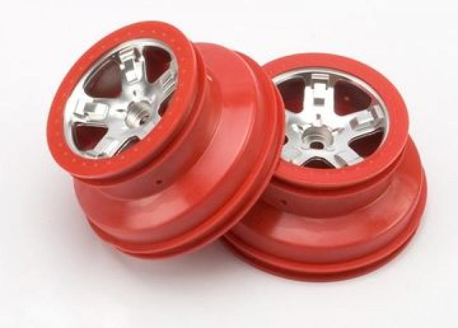Traxxas Wheels Satin Chrome-Red 2.2/3.0" 2WD Front (2) TRX5874A