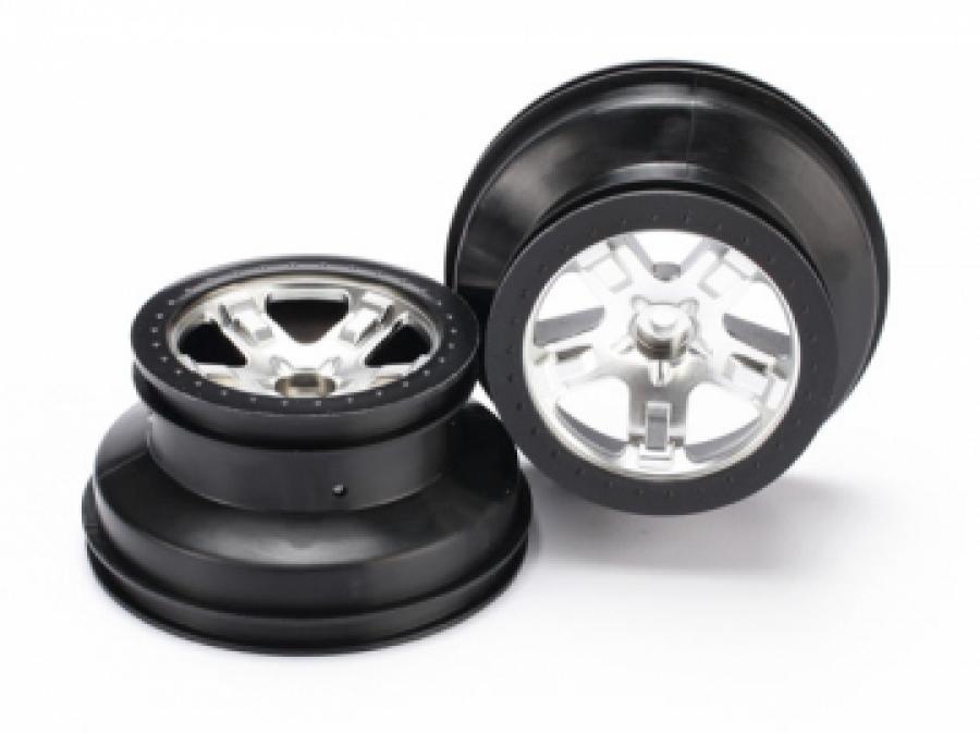 Traxxas Wheels Satin Chrome - Black 2.2/3.0" 2WD Front (2) TRX5874X