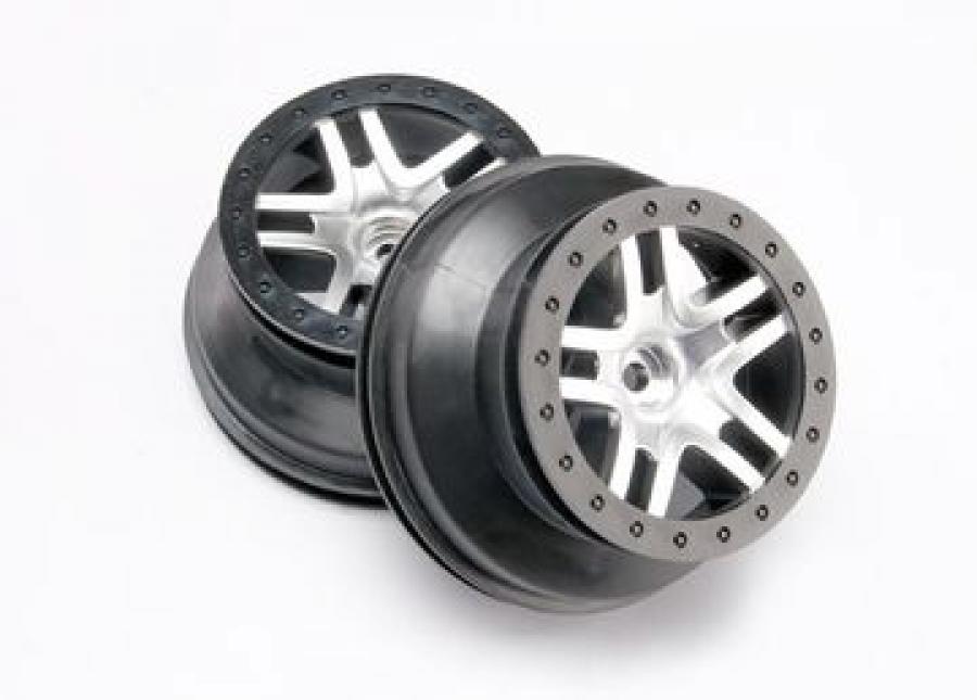 Traxxas Wheels SCT Split-Spoke Satin Chrome-Black 2WD Front (2) TRX5876