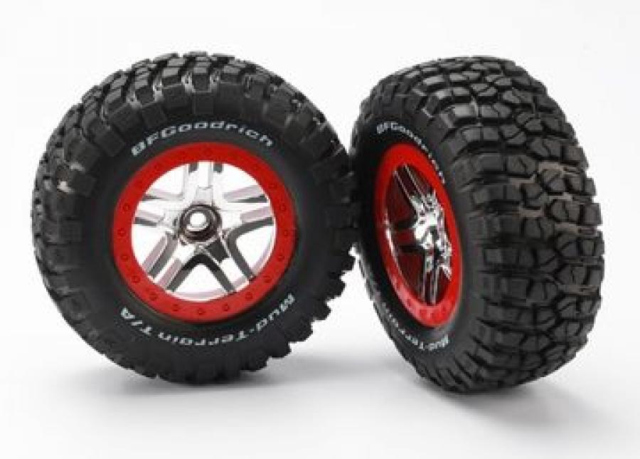 Traxxas Tires & Wheels BFGoodrich/S-Spoke Chrome-Red 2WD Front (2) TRX5877A