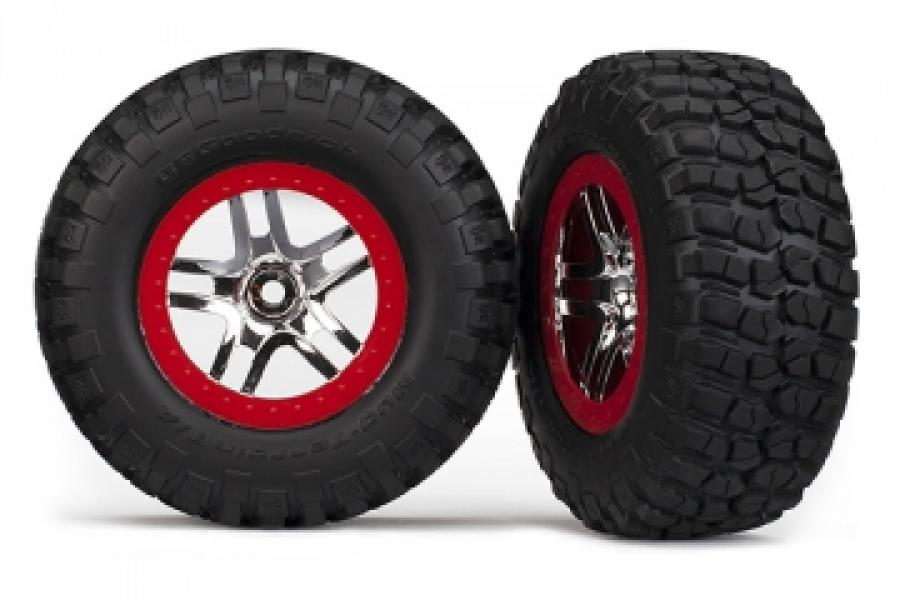 Traxxas Tires & Wheels BFGoodrich S1/S-Spoke Chrome Red 2WD Front TRX5877R