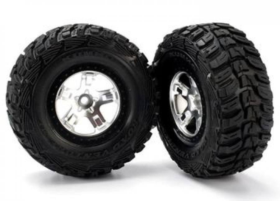 Traxxas Tires & wheels, assembled, glued (SCT satin chrome, beadlock TRX5881X