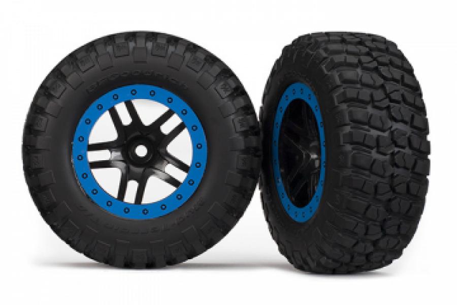 Traxxas Tires & Wheels BFGoodrich/S-Spoke Black-Blue 2WD Front (2) TRX5885A