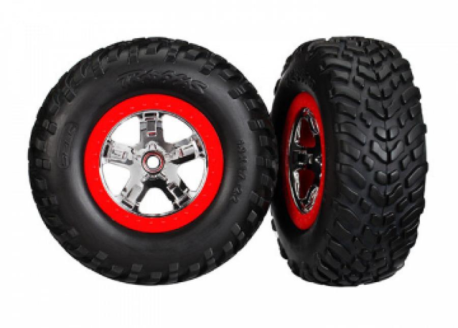 Traxxas Tires & Wheels SCT S1/SCT Chrome-Red 4WD/2WD Rear TSM (2) TRX5887R