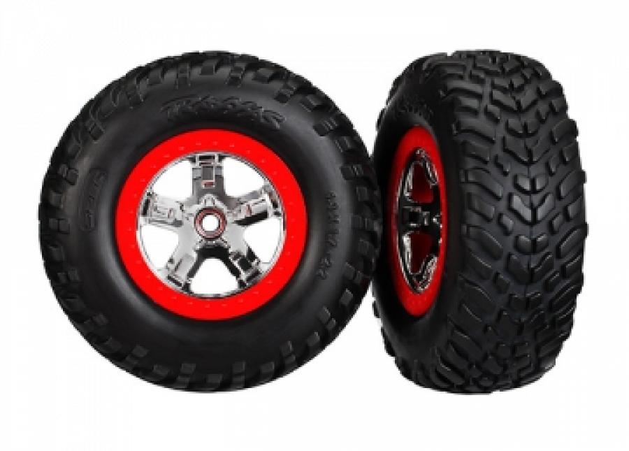 Traxxas Tires & Wheels SCT/SCT Chrome-Red 2WD Front (2) TRX5888