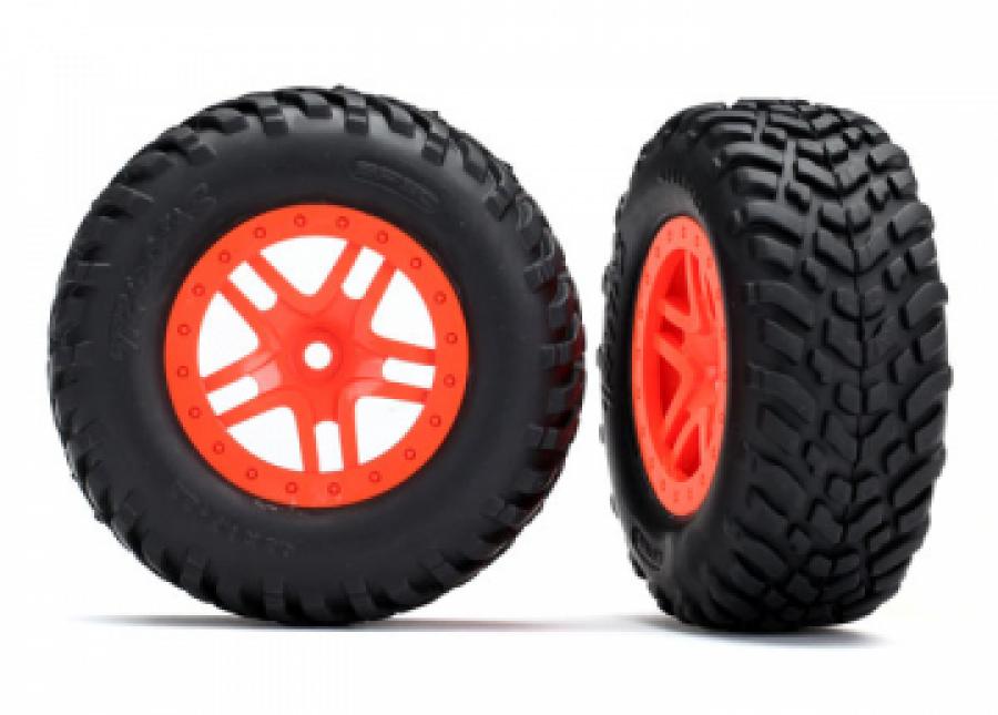 Traxxas Tires & Wheels SCT / SCT S-Spoke Orange 4WD/2WD Rear TSM (2) TRX5892