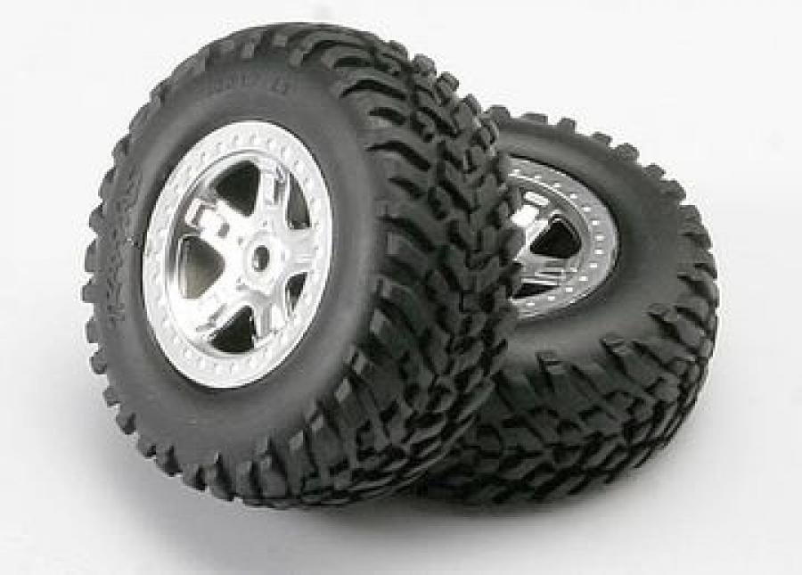 Traxxas Tires & Wheels SCT/SCT Satin Chrome (14mm) (2) TRX5973