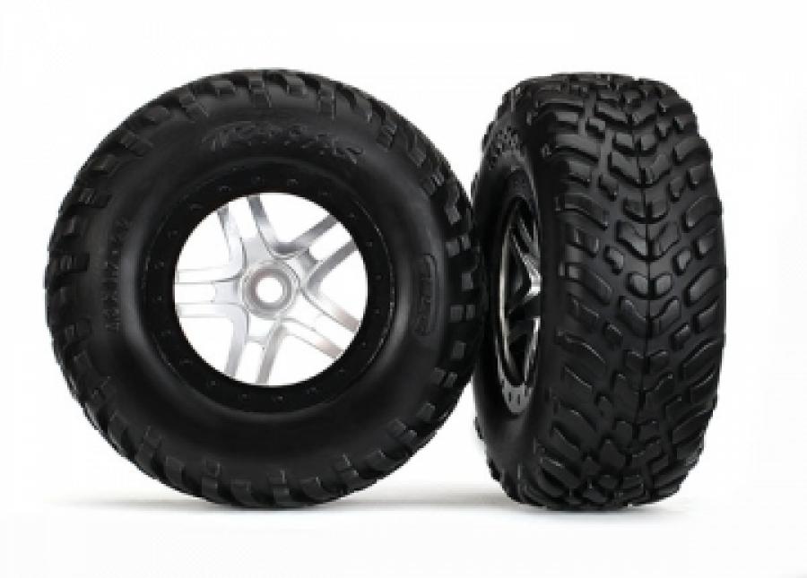 Traxxas Tire & Wheel SCT S1/S-Spoke  Chrome-Black (14mm) (2) TRX5975X