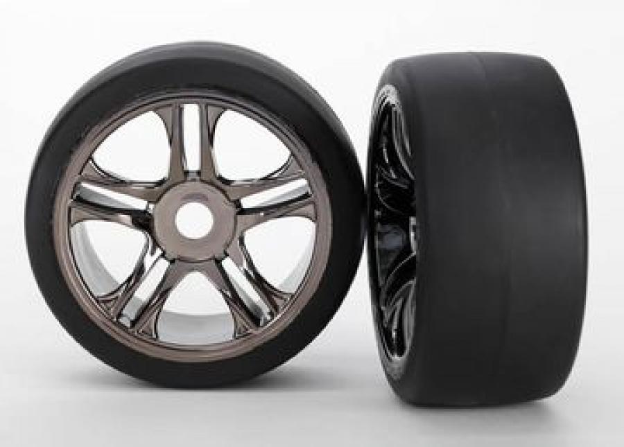 Traxxas Tires & Wheels Slicks S1/S-Spoke Black Chrome Front (2) XO-1 TRX6479