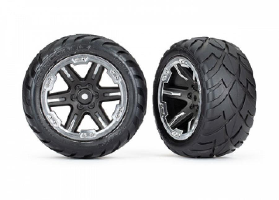 Traxxas Tires & Wheels Anaconda/RXT Black & Chrome 2,8" 2WD Rear (TSM-Rated) (2) TRX6768X