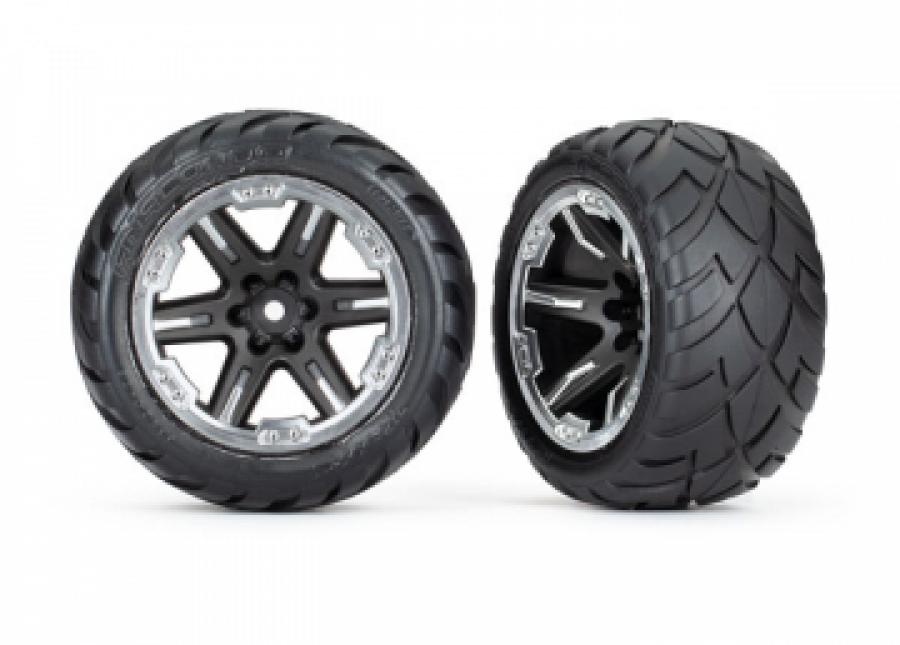 Traxxas Tires & Wheels Anaconda/RXT Black & Chrome 2,8" 4WD, 2WD Front (TSM-Rated)(2) TRX6775X
