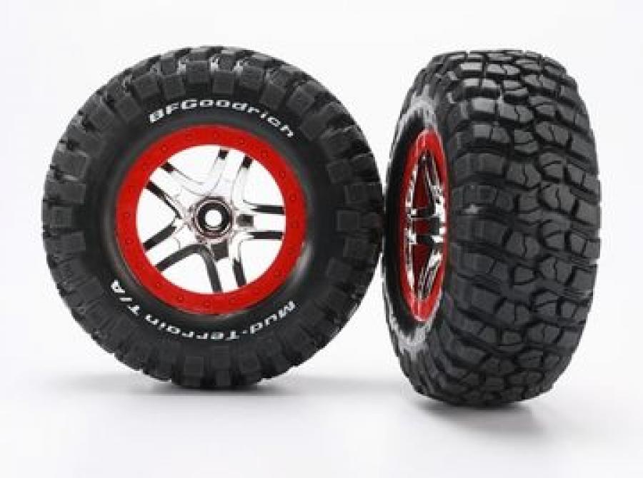 Traxxas Tires & Wheels Goodrich S1/S-Spoke Chrome-Red 4WD/2WD Rear TRX6873R