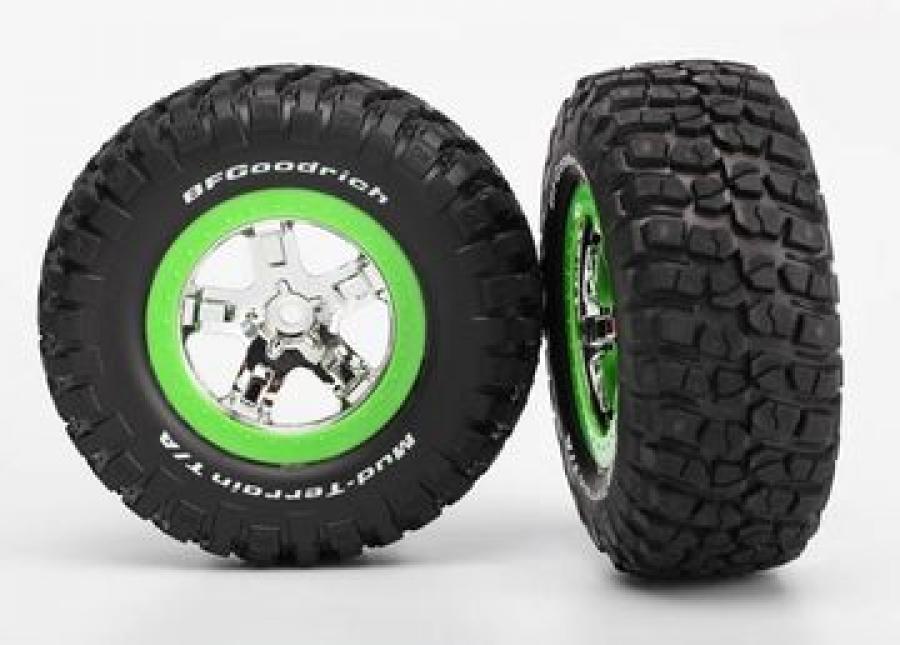 Traxxas Tires & Wheels BFGoodrich/SCT Chrome-Green 4WD/2WD Rear (2) TRX6876