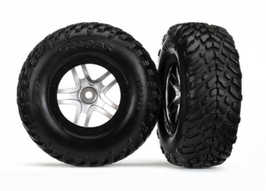Traxxas Tires & Wheels SCT/S-Spoke Chrome-Black 4WD/2WD Rear TSM TRX6892