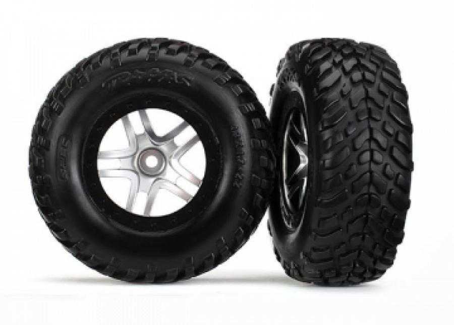 Traxxas Tires & Wheels SCT S1/S-Spoke Chr.-Black 4WD/2WD Rear TSM(2) TRX6892R