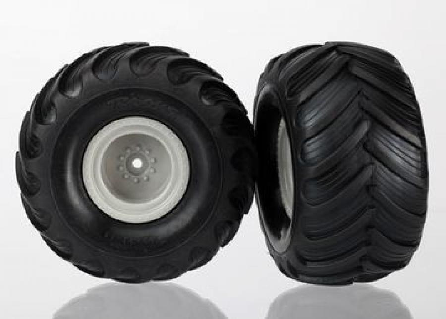 Traxxas Tires & wheels, assembled (Monster Jam replica grey wheels, TRX7265