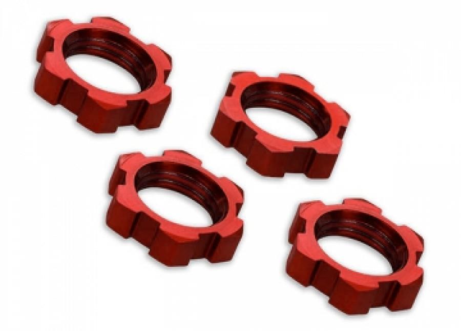 Traxxas Wheel nuts Splined 17mm Alu. Red (4) TRX7758R