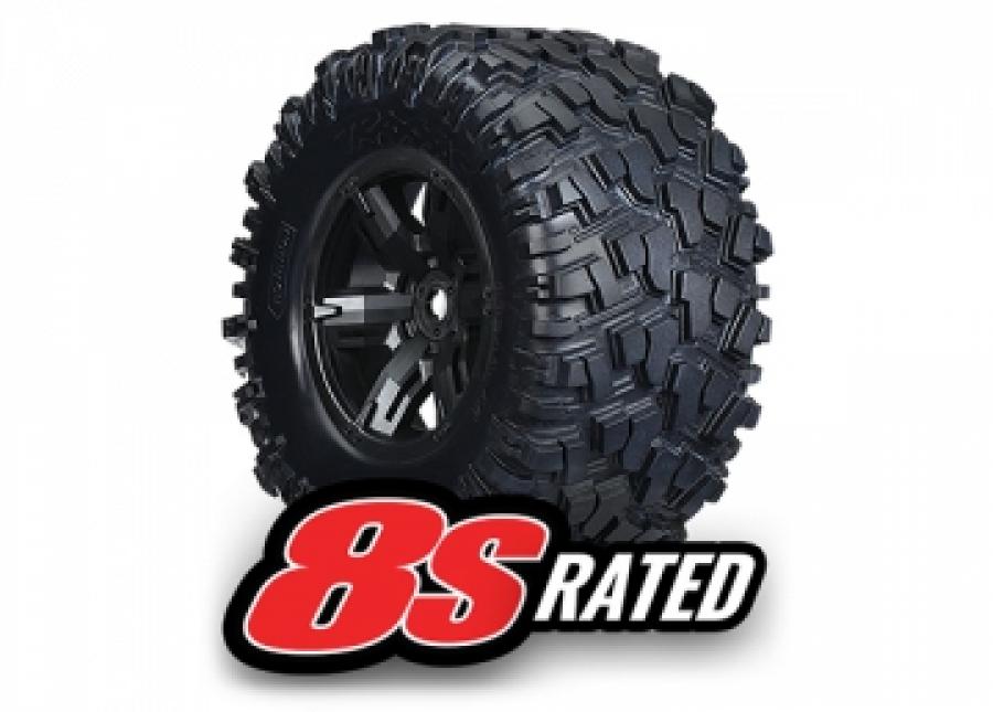 Traxxas Tires & wheels (X-Maxx black wheels/ Maxx AT tires) (2) TRX7772X