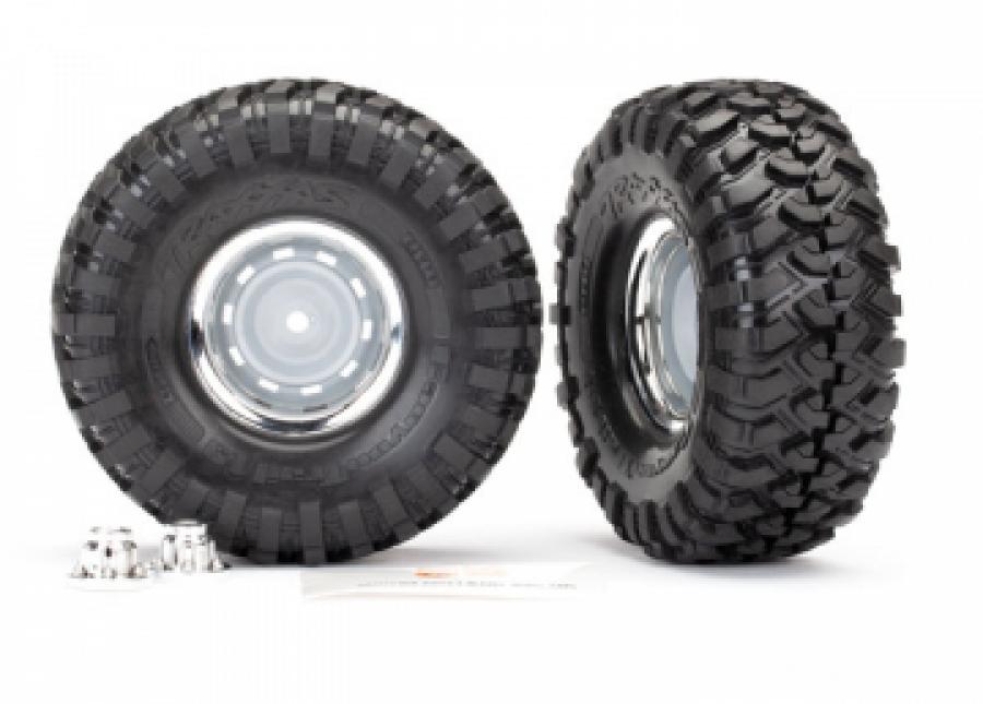 Traxxas Tire & Wheel Canyon Tr./Chro. 1.9"+Center Caps (for #8255A) TRX8166
