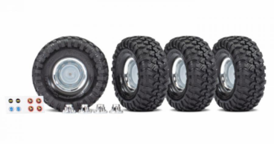 Traxxas Tire & Wheel Canyon Tr./Chro. 1.9"+Center Caps (for #8255A) TRX8166X