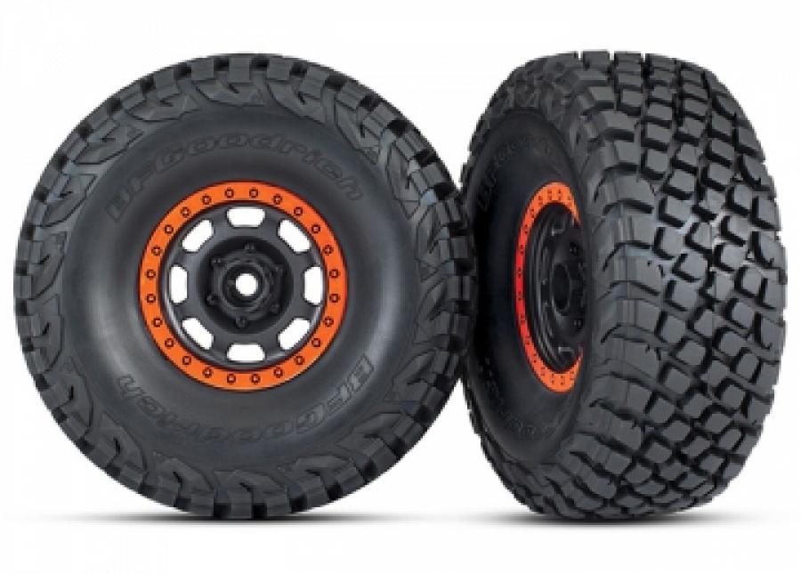 Traxxas Tires & Wheels Baja KR3/Desert Racer Black-Orange (2) UDR TRX8472