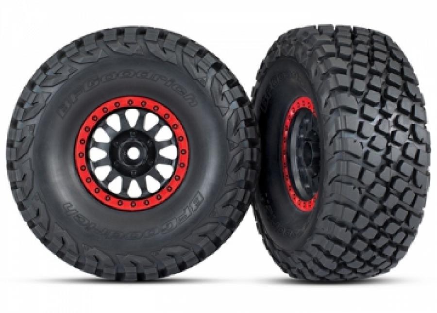 Traxxas Tires & Wheels Baja KR3/Method Race Black-Red (2) UDR TRX8474