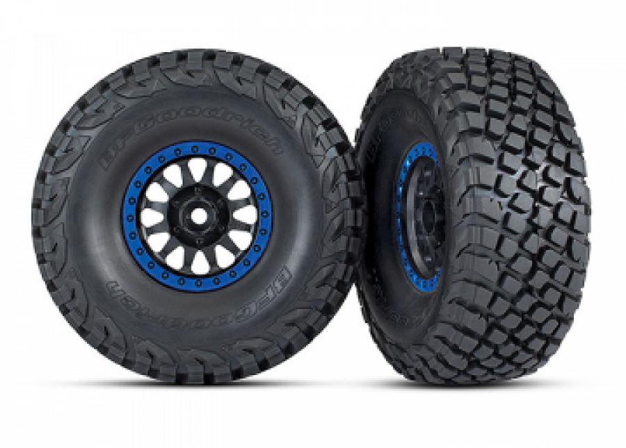 Traxxas Tires & Wheels Baja KR3/Method Race Black-Blue (2) UDR TRX8474X