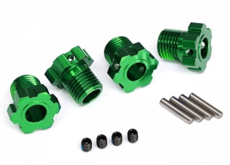 Traxxas Wheel hubs, splined, 17mm (green-anodized) (4)/ 4x5 GS (4), TRX8654G