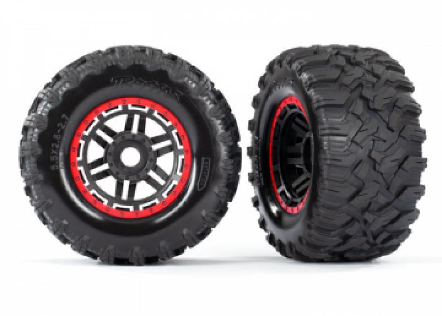 Traxxas Tires & Wheels Maxx/Black/Red (17mm) 2,8" TSM (2) TRX8972R