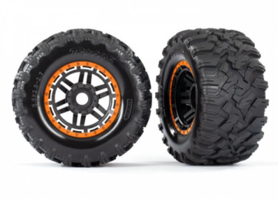 Traxxas Tires & Wheels Maxx/Black/Orange (17mm) 2,8" TSM (2) TRX8972T