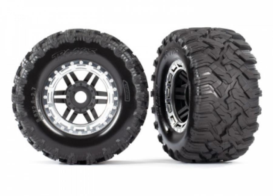 Traxxas Tires & Wheels Maxx/Black/Satin Chrome (17mm) 2,8" TSM (2) TRX8972X