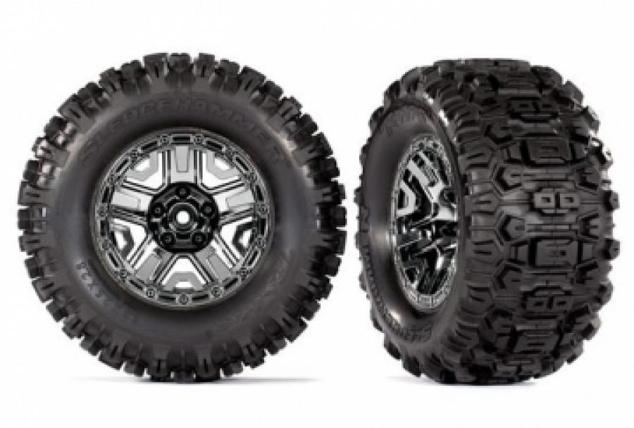 Traxxas Tires & Wheels Sledgehammer/Black Chrome 2,8" TSM (2) TRX9072