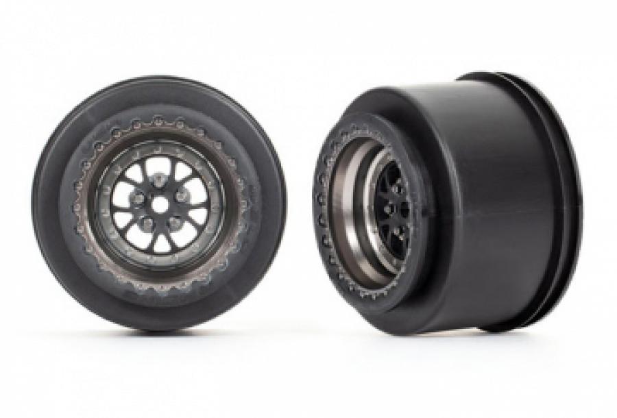 Traxxas Wheels Rear Satin Black Chrome (2)  Drag Slash TRX9473A