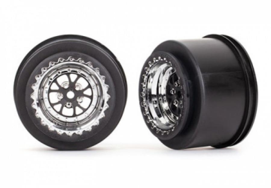 Traxxas Wheels Rear Chrome (2)  Drag Slash TRX9473R
