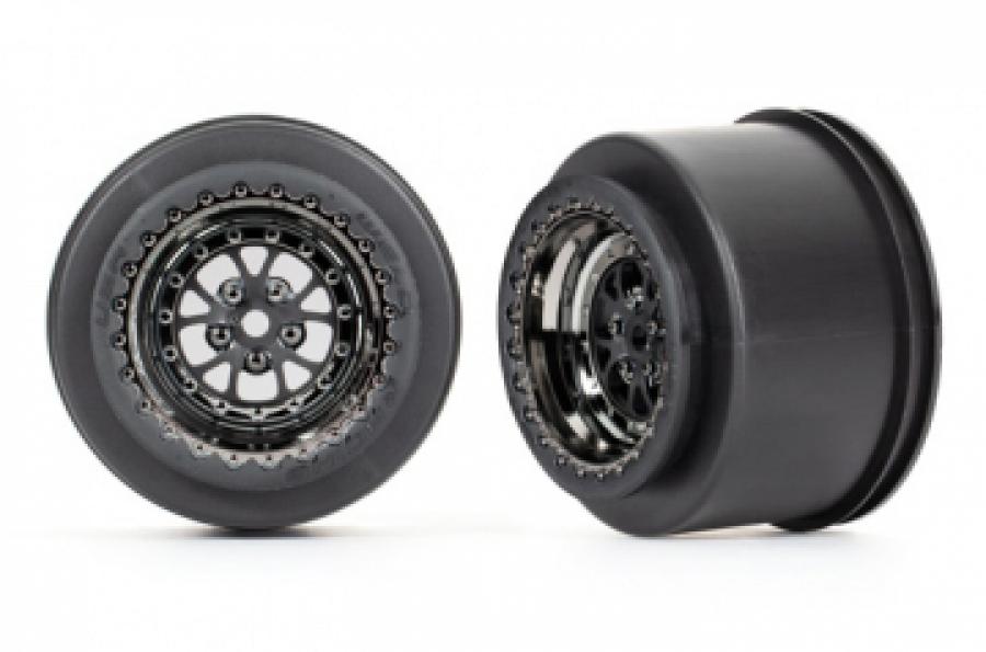Traxxas Wheels Rear Black Chrome (2)  Drag Slash TRX9473X